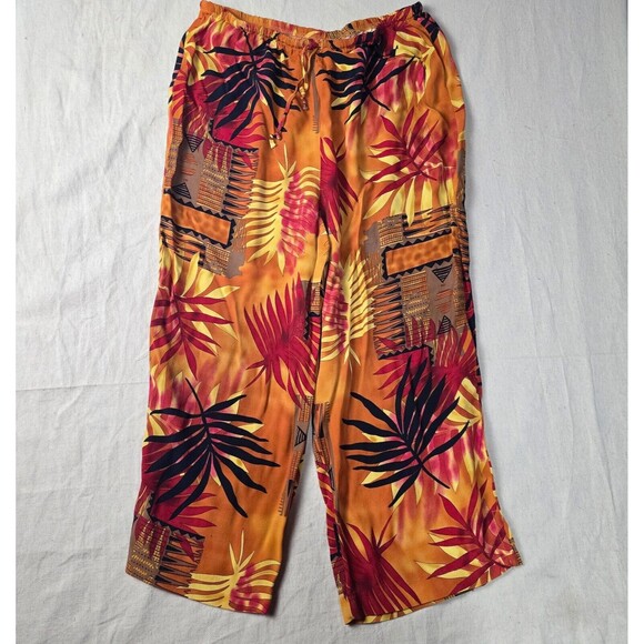 Clio Pants - Clio Women's High-Rise Cropped Pants | Orange Floral | Size Medium | Linen Blend